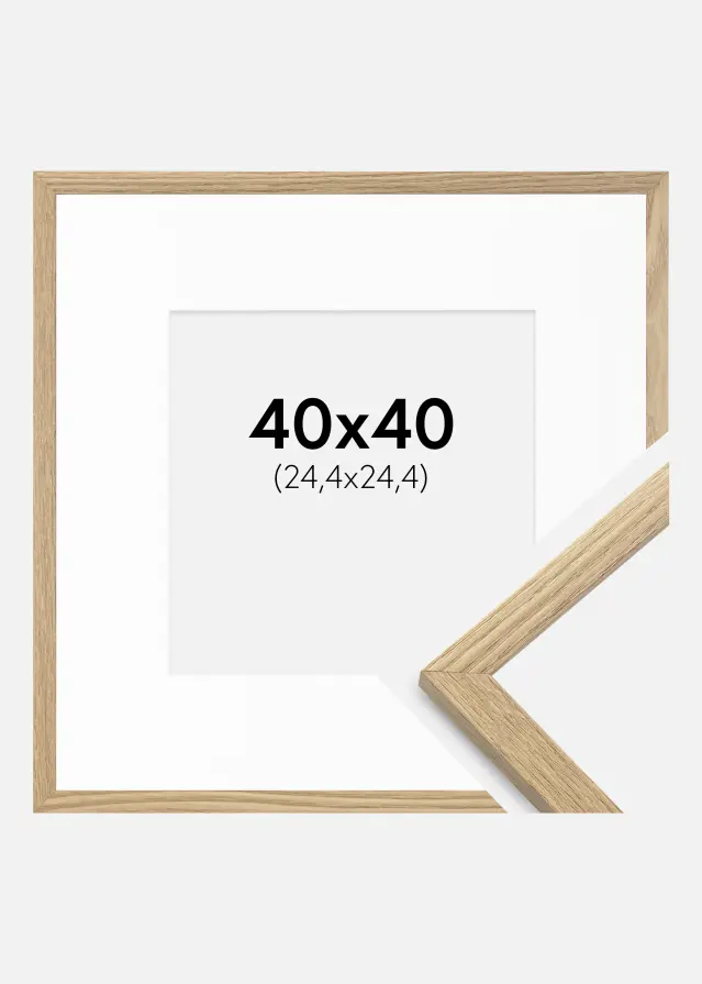 Ram med passepartou Kader Trendy Eiken 40x40 cm - Passe-partout Wit 10x10 inches