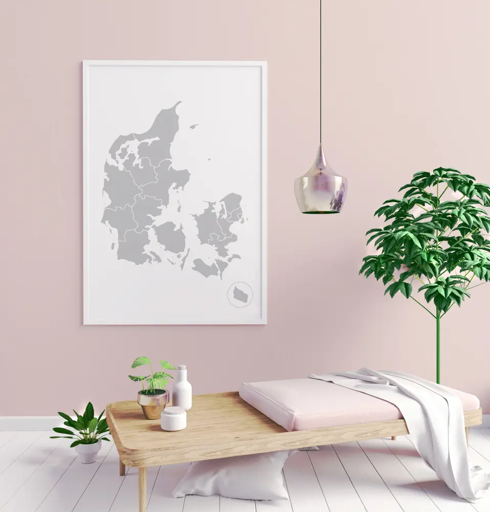 Bildverkstad Map - Danmark - Grijs Poster