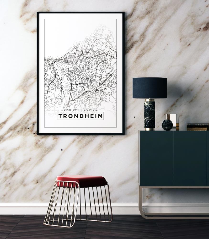 Bildverkstad Map - Trondheim - White Poster