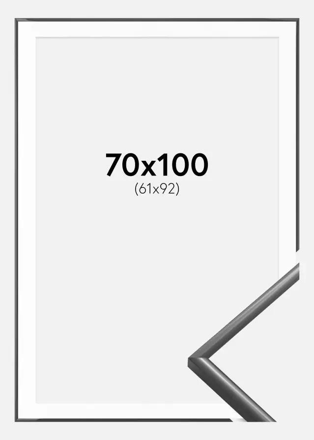 Ram med passepartou Kader New Lifestyle Donkergrijs 70x100 cm - Passe-partout Wit 62x93 cm
