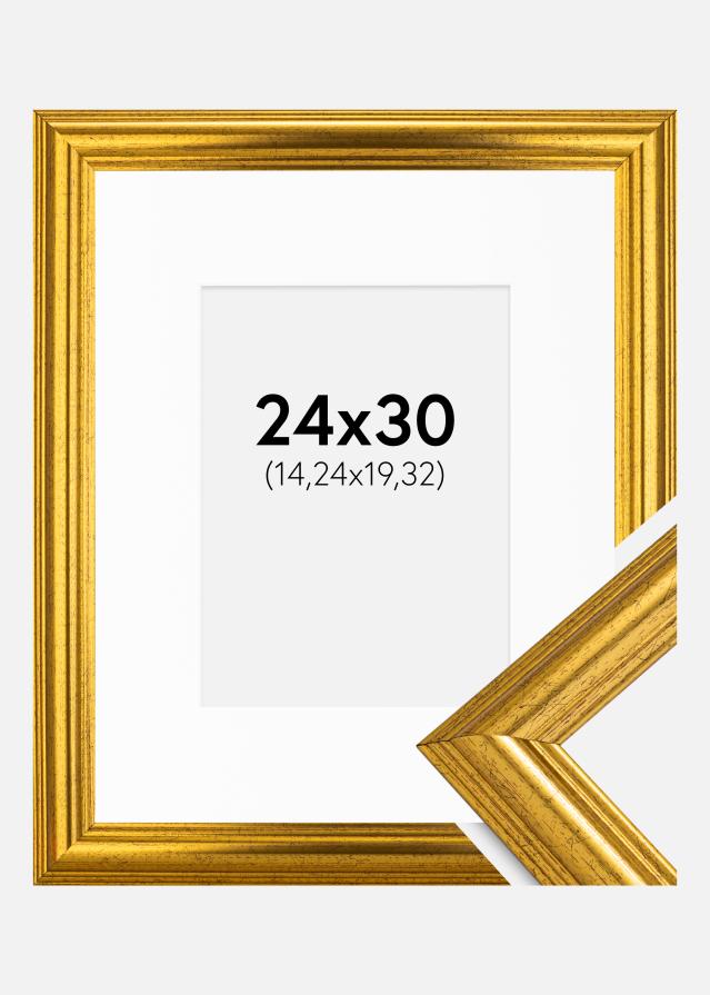 Ram med passepartou Kader Västkusten Goud 24x30 cm - Passe-partout Wit 6x8 inches