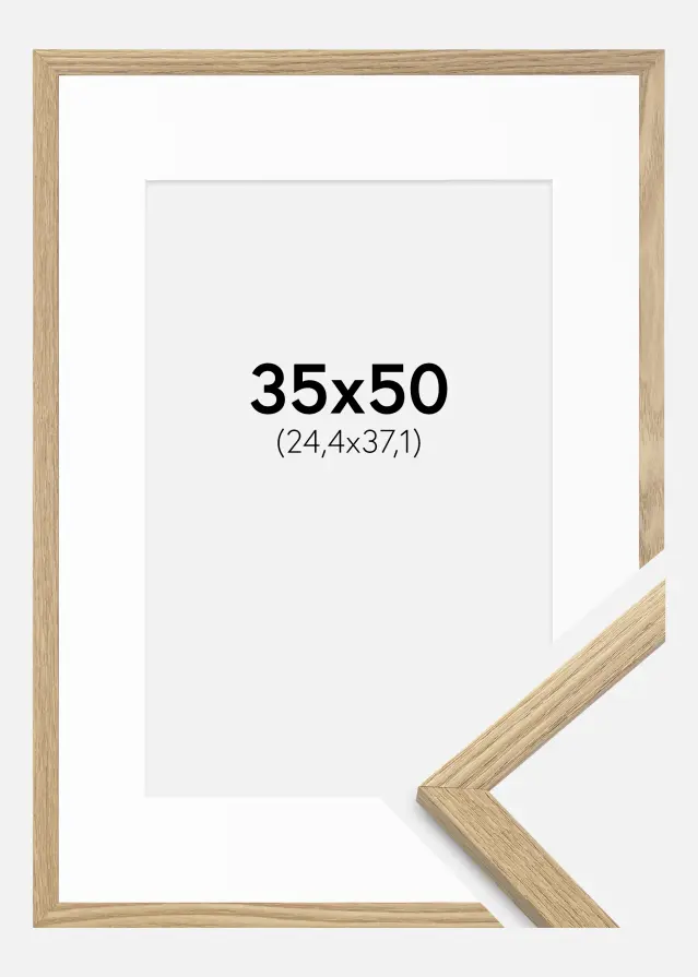 Ram med passepartou Kader Trendy Eiken 35x50 cm - Passe-partout Wit 10x15 inches