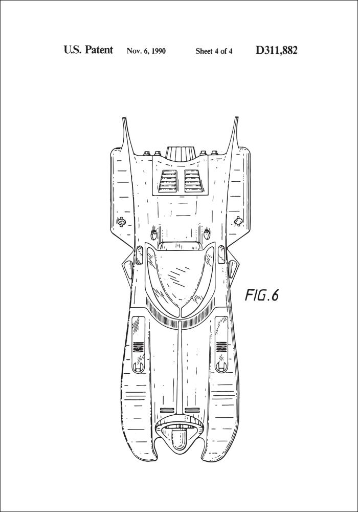 Bildverkstad Patenttekening - Batman - Batmobile 1990 IIII Poster