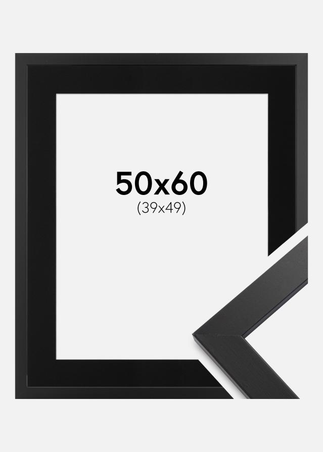 Ram med passepartou Kader Black Wood 50x60 cm - Passe-partout Zwart 40x50 cm