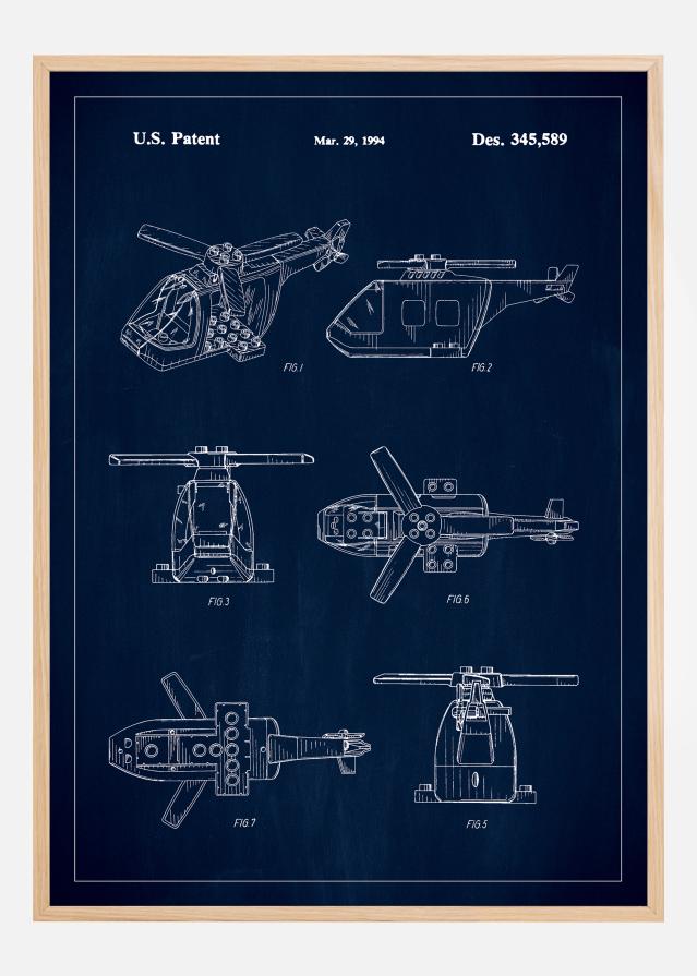 Bildverkstad Patent Print - Lego Helicopter - Blue Poster