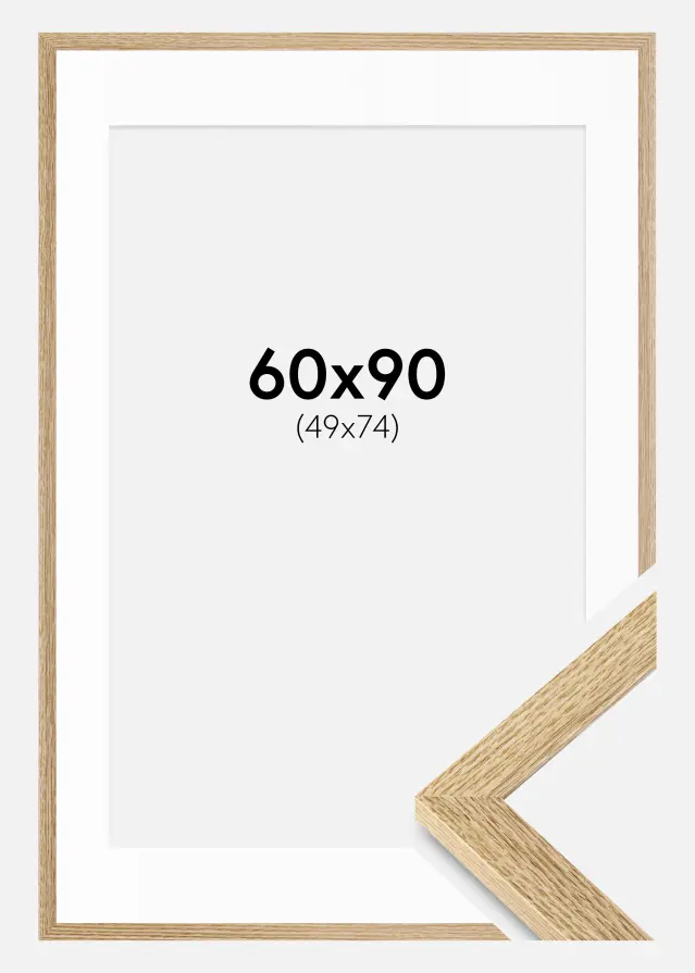 Ram med passepartou Kader Selection Eiken 60x90 cm - Passe-partout Wit 50x75 cm