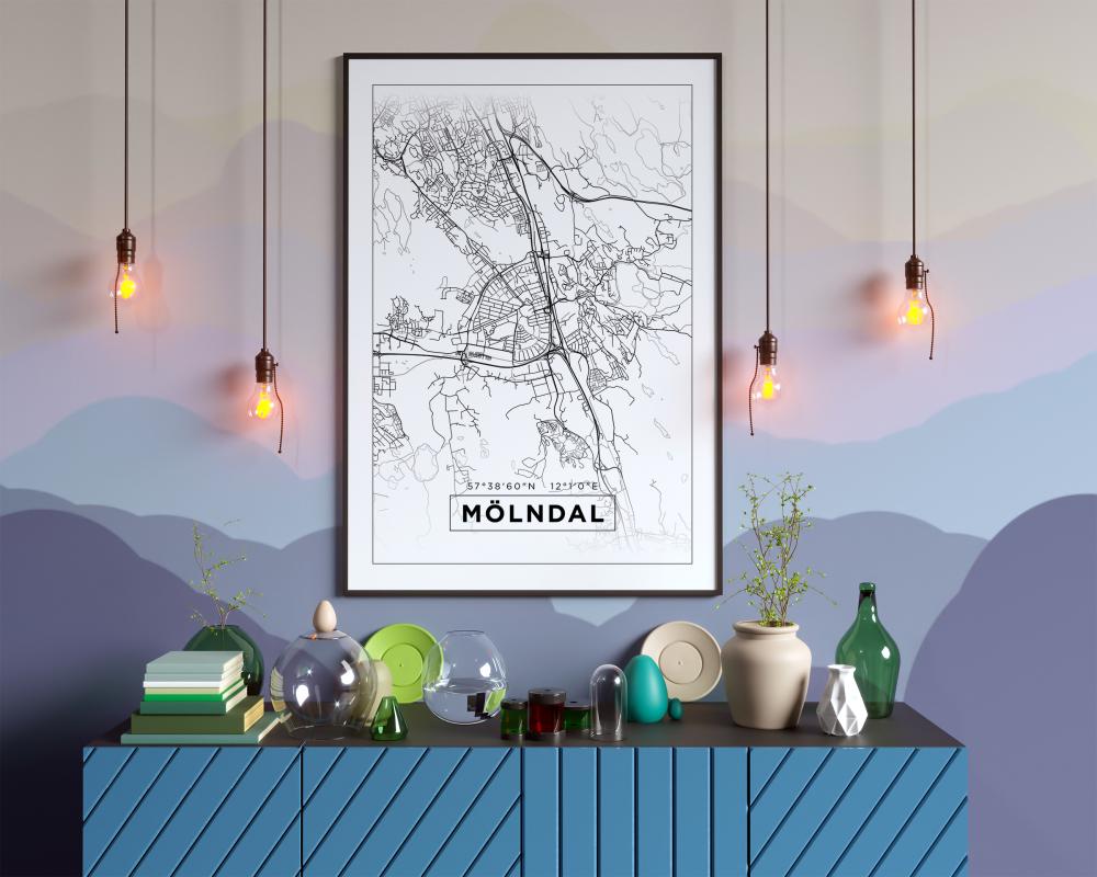 Bildverkstad Map - Mölndal - White Poster