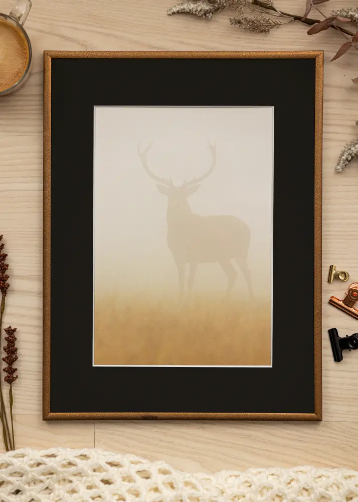 Ram med passepartou Kader New Lifestyle Brons 60x80 cm - Passe-partout Zwart 50x70 cm