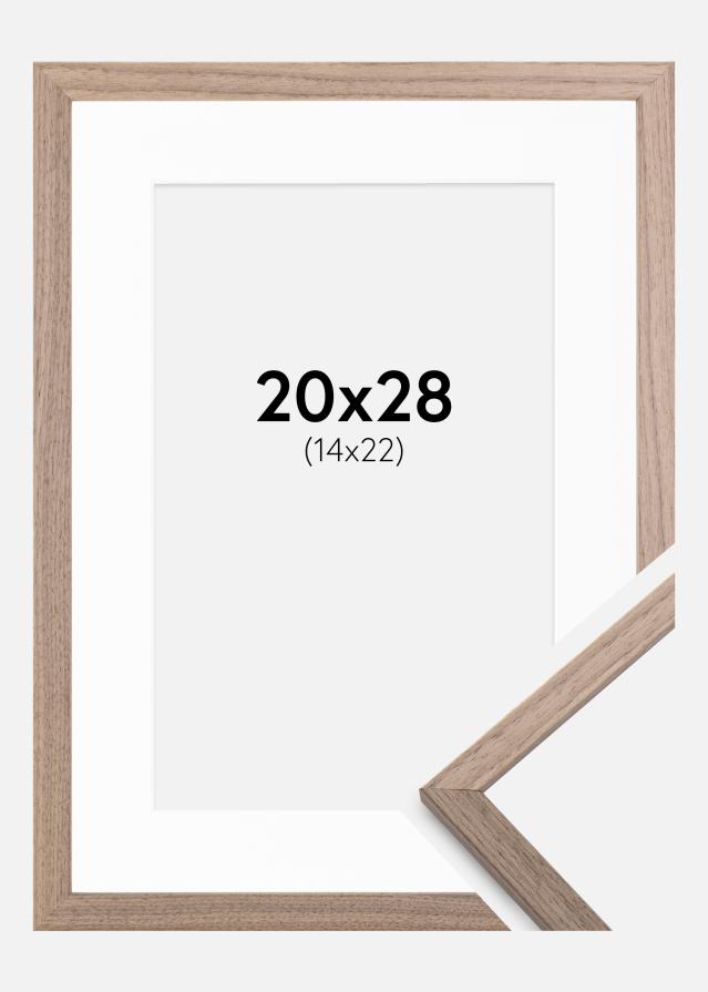 Ram med passepartou Kader Edsbyn Licht Walnoot 20x28 cm - Passe-partout Wit 15x23 cm