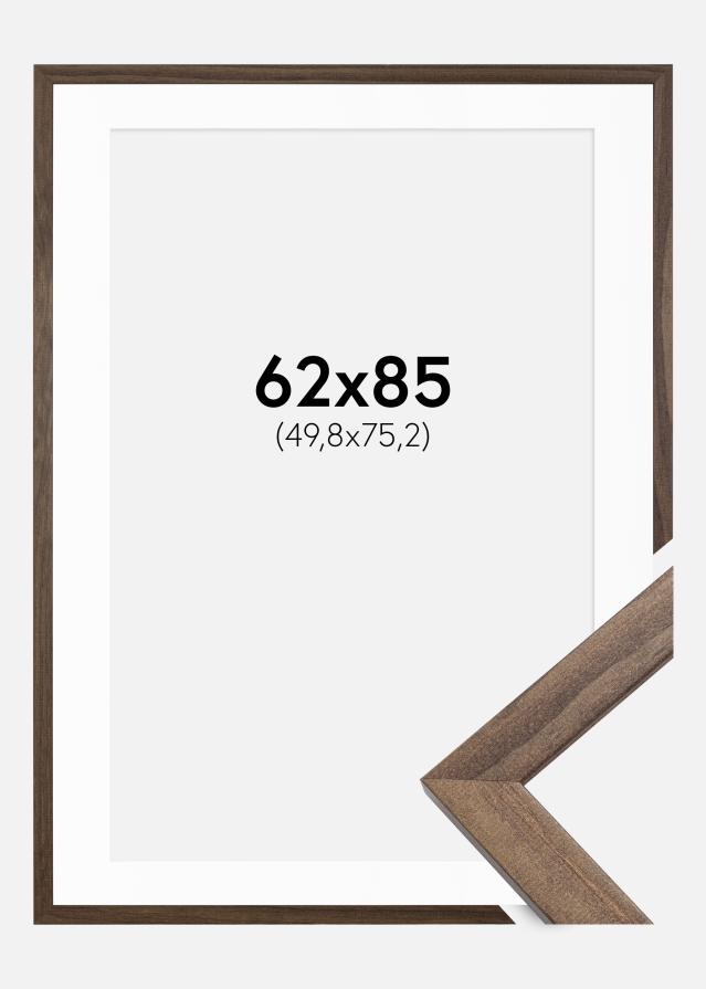 Ram med passepartou Kader Stilren Walnoot 62x85 cm - Passe-partout Wit 20x30 inches