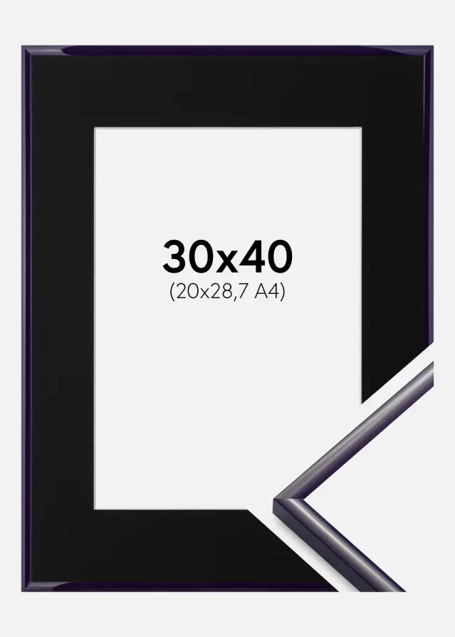 Ram med passepartou Kader New Lifestyle Donkerpaars 30x40 cm - Passe-partout Zwart 21x29,7 cm (A4)