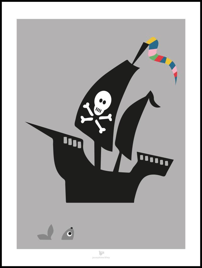 Bildverkstad Ship - grey Poster