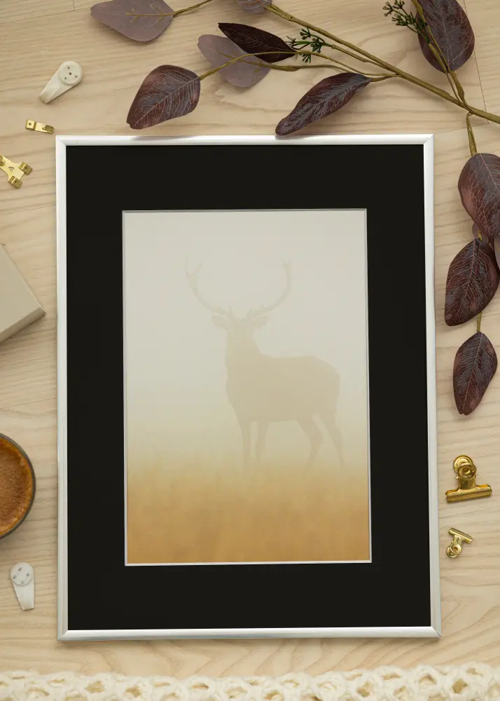 Ram med passepartou Kader New Lifestyle Zilver 60x80 cm - Passe-partout Zwart 50x70 cm