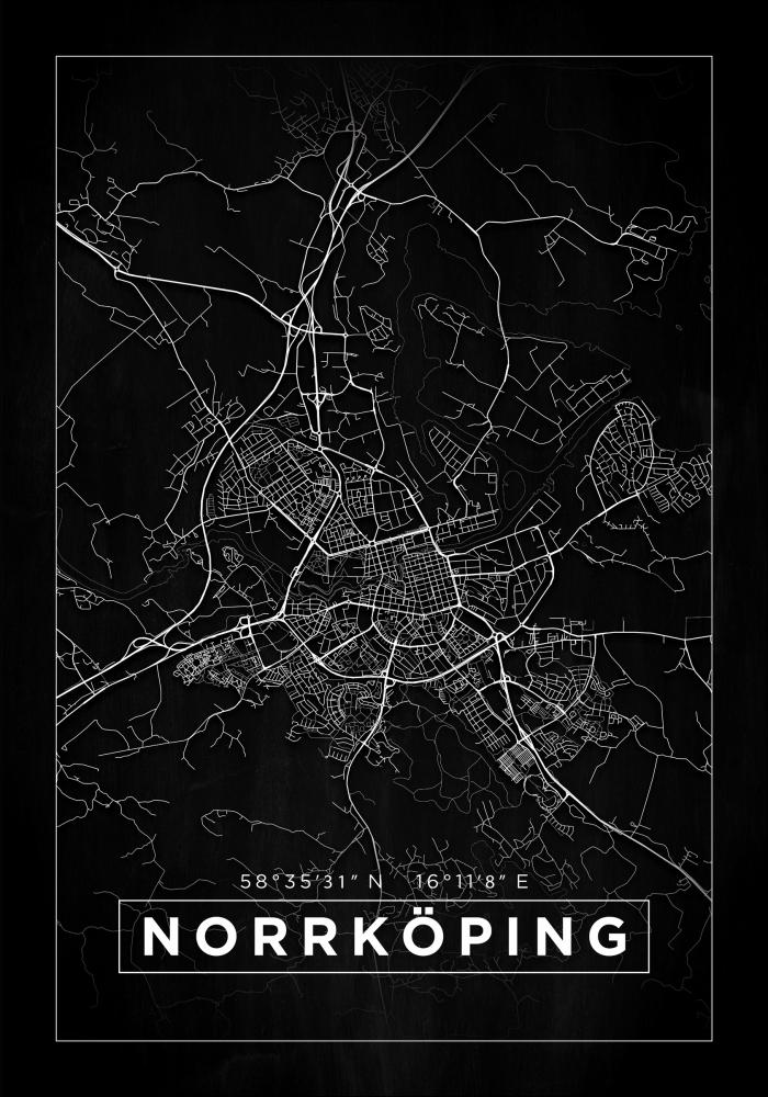 Bildverkstad Map - Norrköping - Black Poster