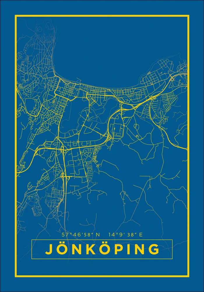 Bildverkstad Karta - Jönköping - Blå Poster