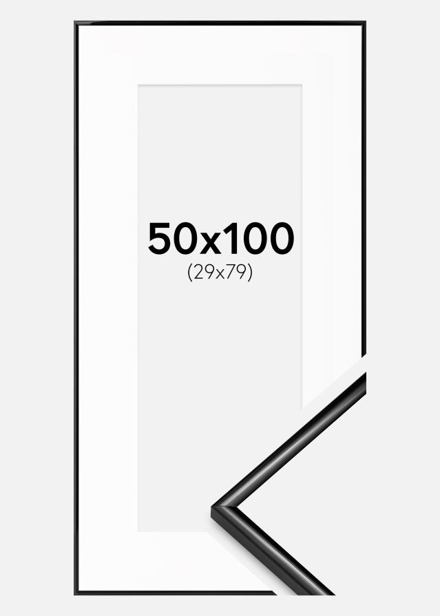 Ram med passepartou Kader Scandi Zwart 50x100 cm - Passe-partout Wit 30x80 cm