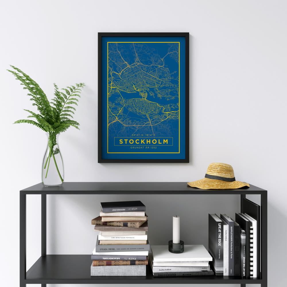 Bildverkstad Karta - Stockholm - Blå Poster