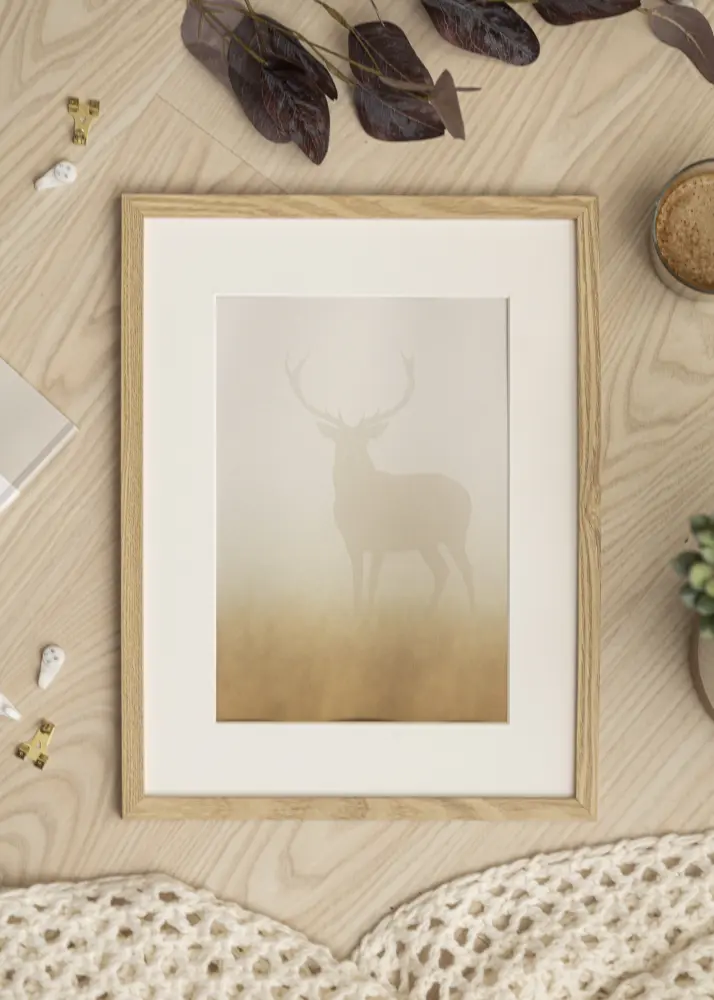 Ram med passepartou Kader Trendy Eiken 50x70 cm - Passe-partout Wit 40x60 cm