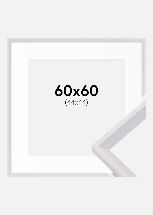 Ram med passepartou Kader Globe Wit 60x60 cm - Passe-partout Wit 45x45 cm