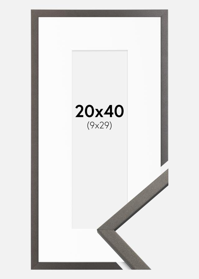 Ram med passepartou Kader Edsbyn Grafiet 20x40 cm - Passe-partout Wit 10x30 cm