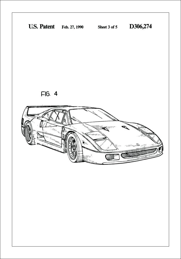 Bildverkstad Patenttekening - Ferrari F40 II Poster