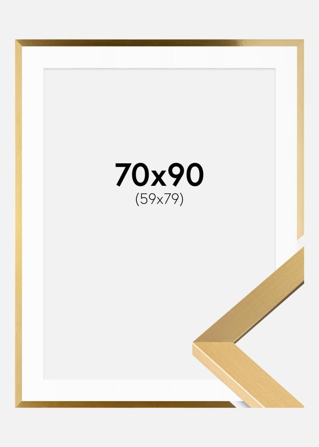 Ram med passepartou Kader Selection Goud 70x90 cm - Passe-partout Wit 60x80 cm