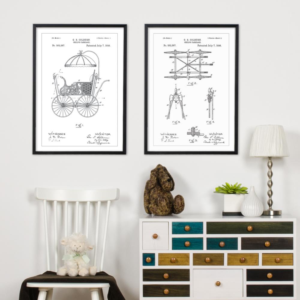 Bildverkstad Patenttekening - Kinderwagen I Poster