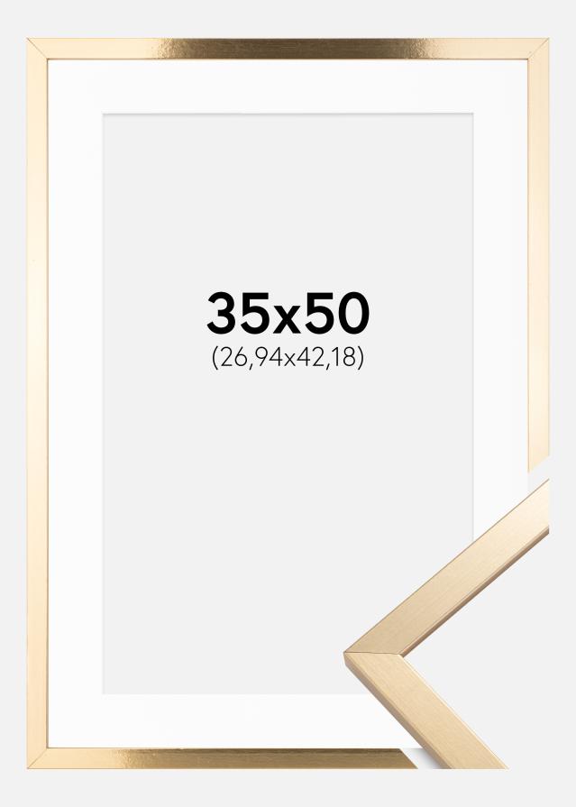Ram med passepartou Kader Trendy Goud 35x50 cm - Passe-partout Wit 11x17 inches