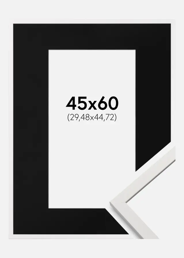 Ram med passepartou Kader Edsbyn Wit 45x60 cm - Passe-partout Zwart 12x18 inches (30,48x45,72 cm)