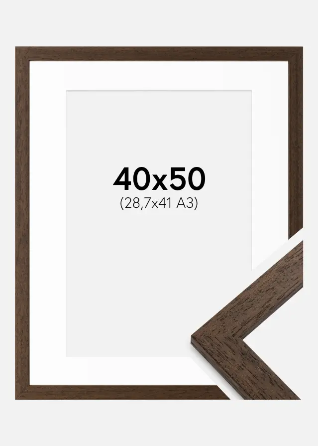 Ram med passepartou Kader Brown Wood 40x50 cm - Passe-partout Wit 29,7x42 cm (A3)