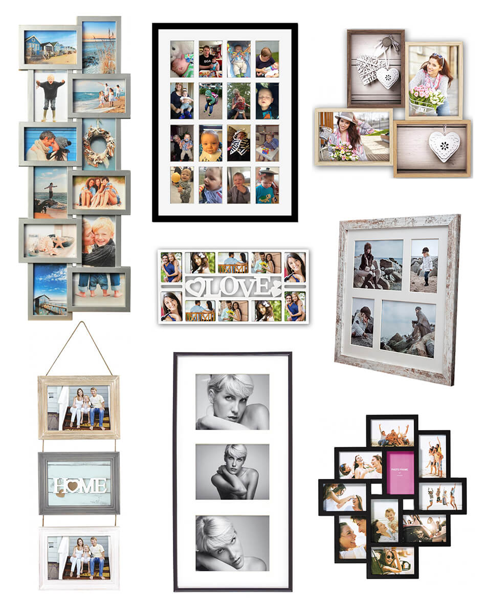 Verschillende collagekaders met gezinsfoto's - kaders voor collage