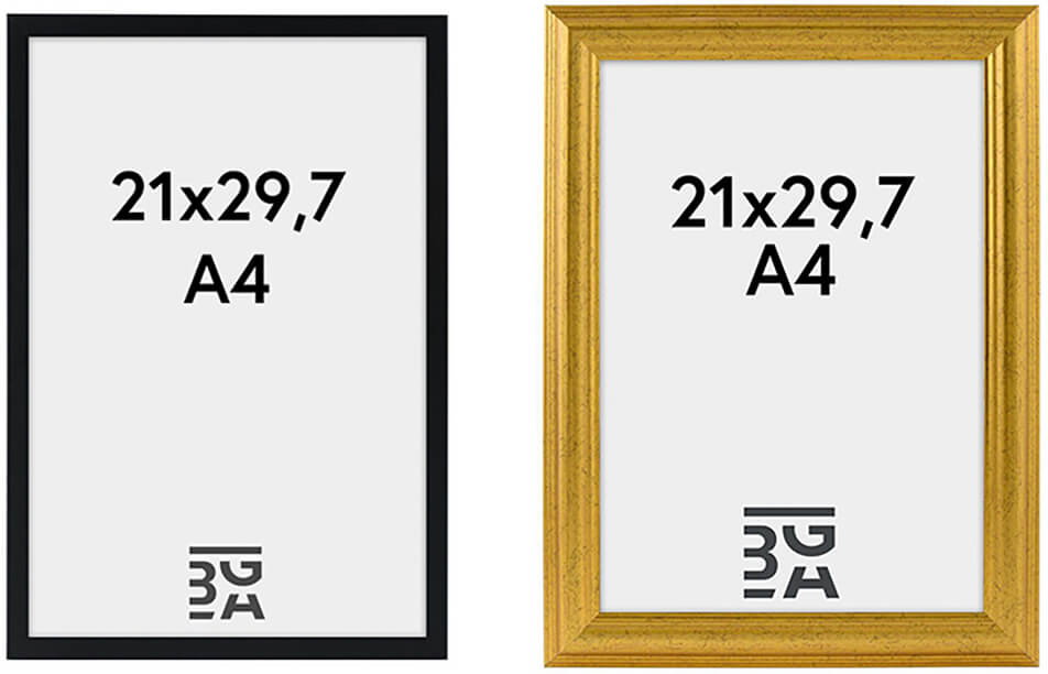 Zwarte fotokader voor diploma (A4) - gouden fotokader voor diploma (A4)