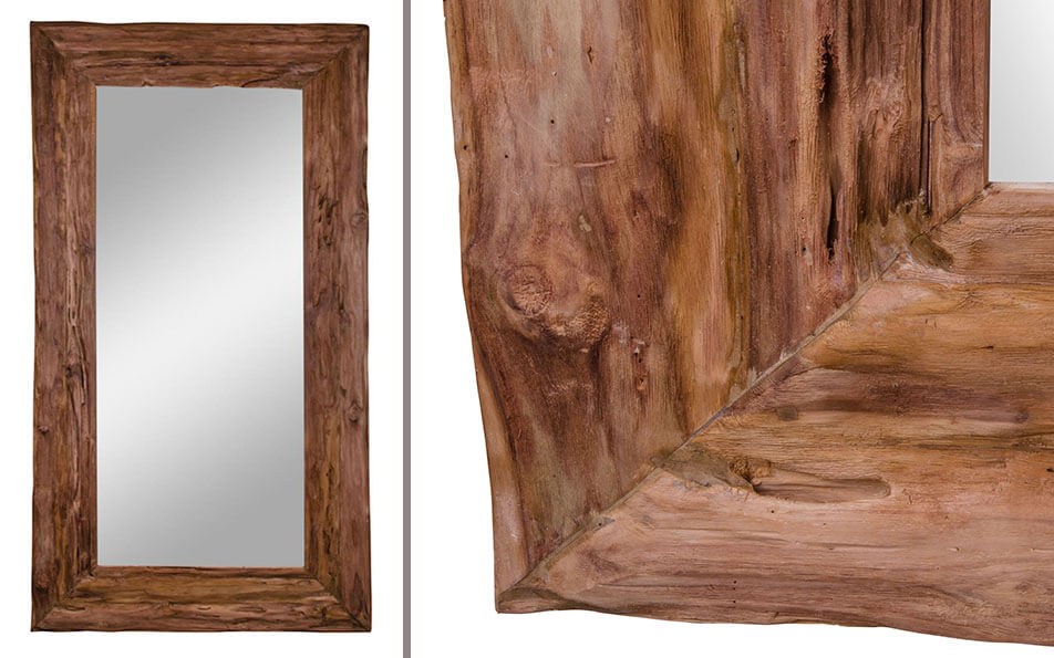 Grote spiegel in gerecycled teak