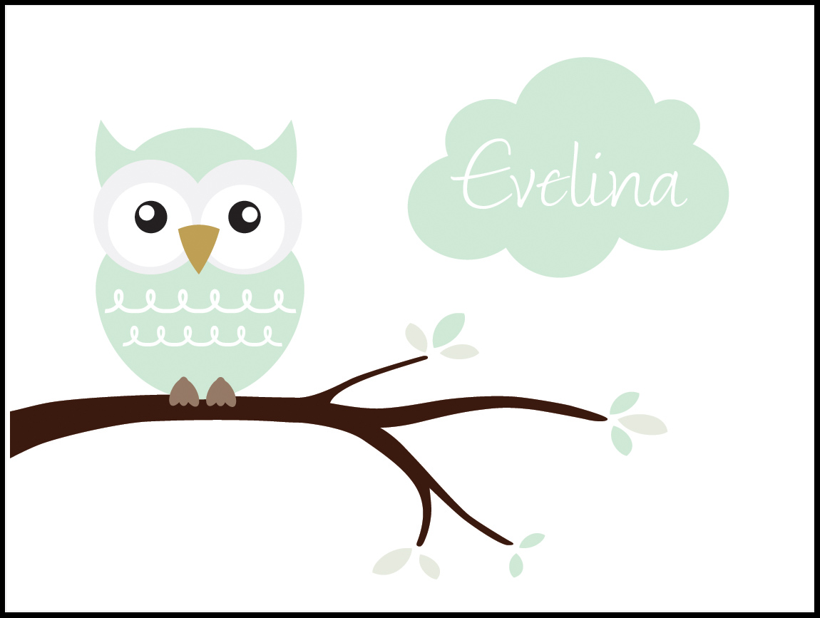 Product Image for Owl Name Poster Light Green (40x50 cm)